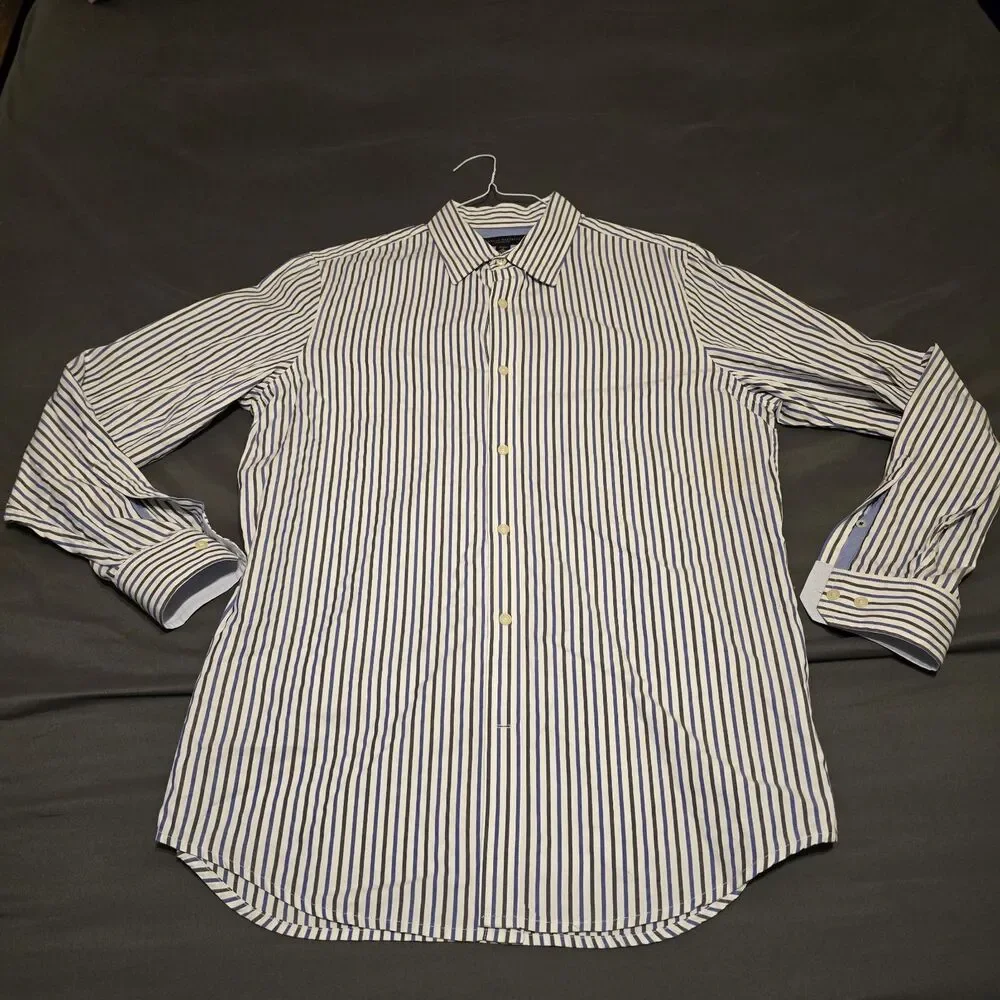 Banana Republic Shirt Mens MEDIUM Striped Long Sleeve Button Up Size 15-15.5